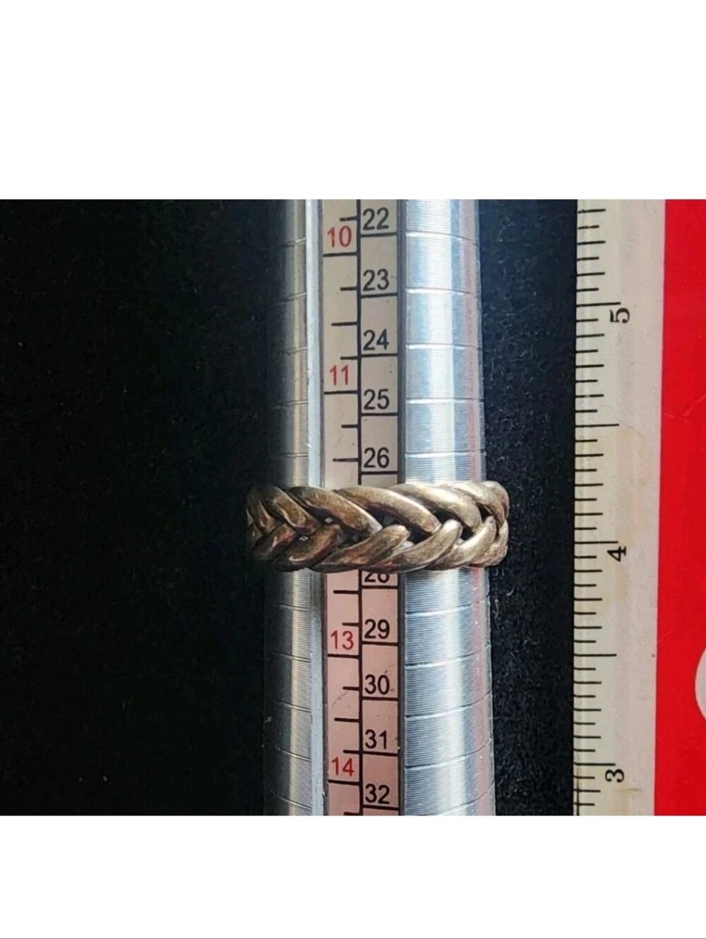 Vintage Sterling Silver Men's Ring Marked/Tested+ Size 12 Flat Braid
